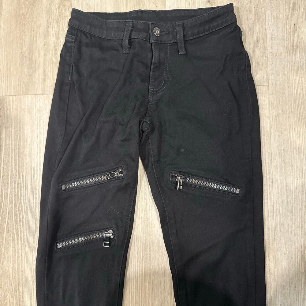 Carmar Black Low Rise Zipper Detail Skinny Jeans Goth Punk Grunge Rocker Size 26
